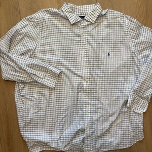 Polo Ralph Lauren Shirt Mens 4XB Blue Plaid Button Down Long Sleeve Preppy